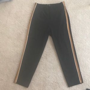Zara black pants with orange stripes